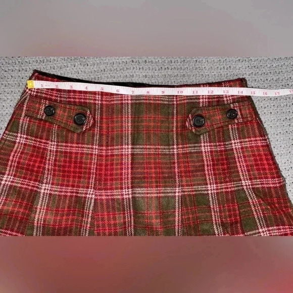 Gap Plaid Wool Micro Mini Pleated Red Brown Academia School Girl Skirt Y2K SZ 1 - Picture 6 of 9